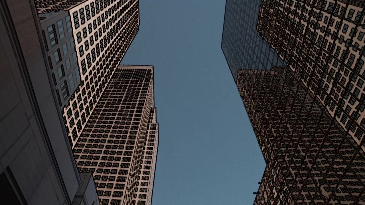 Edifici animati nel quartiere finanziario.