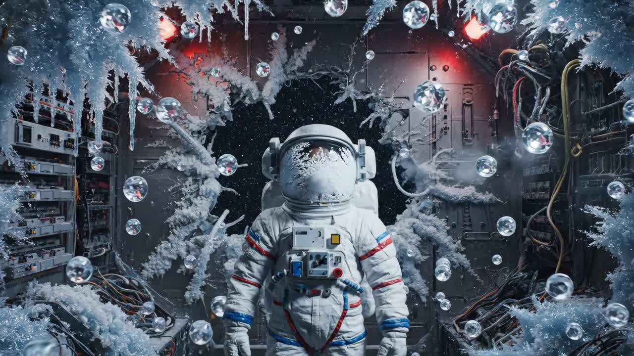 Astronaut fryser inde i en beskadiget rumstation