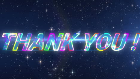 animación de brillante gracias texto sobre las estrellas en el cielo nocturno