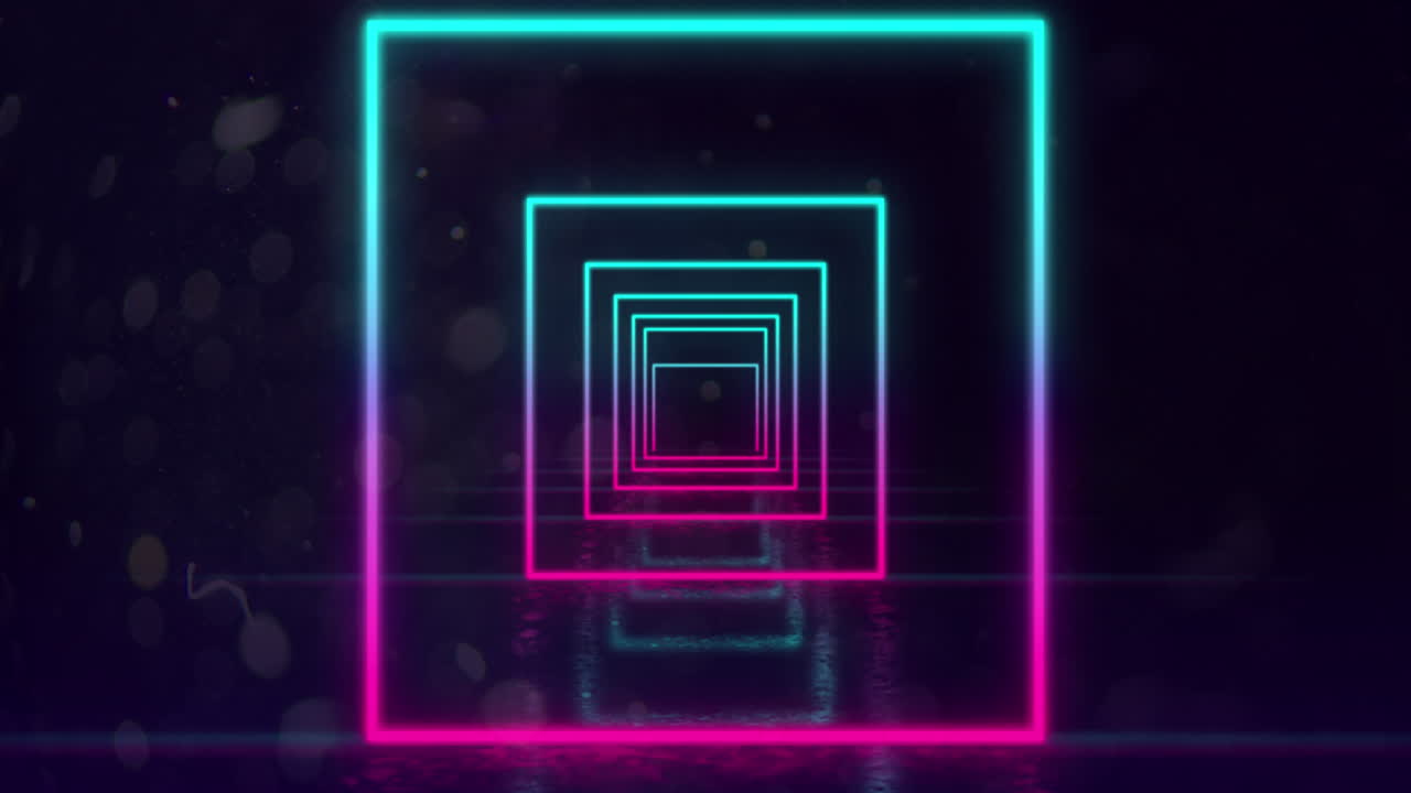 Neon Geometric Shapes on black background 4k