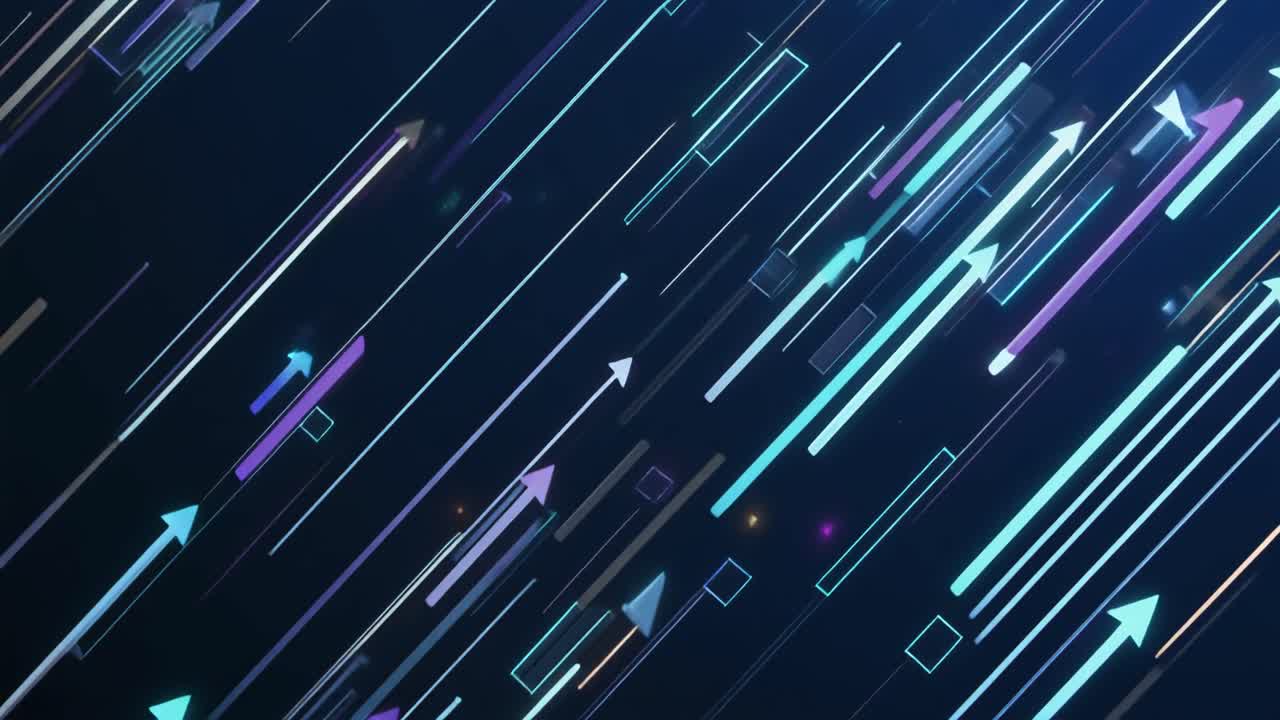 Dynamic Abstract Background with Glowing Arrows and Lines