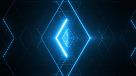 abstract glowing blue geometric tunnel