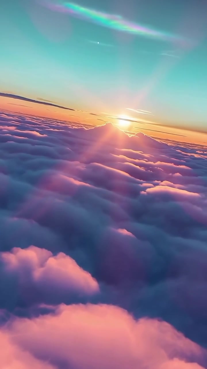 Splendida vista aerea di nuvole vivaci durante il tramonto o l'alba
