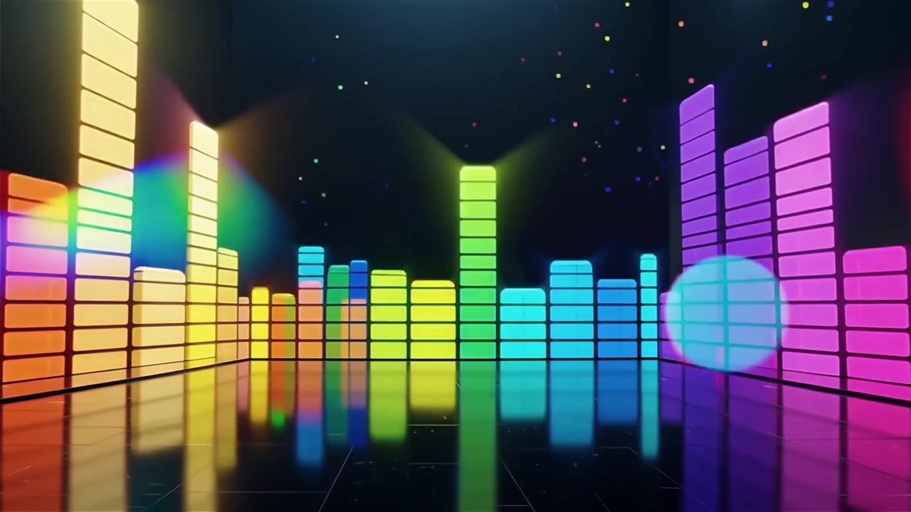 Futuristic Rainbow Neon Music Equalizer Visualizer Background