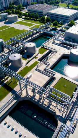 aerial view of industrial water treatment plant