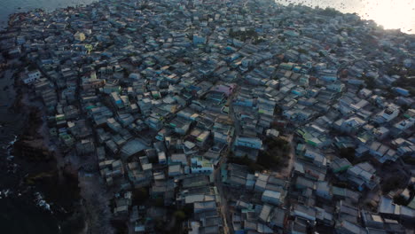 aerial circle view over city named phan ri: densely populated