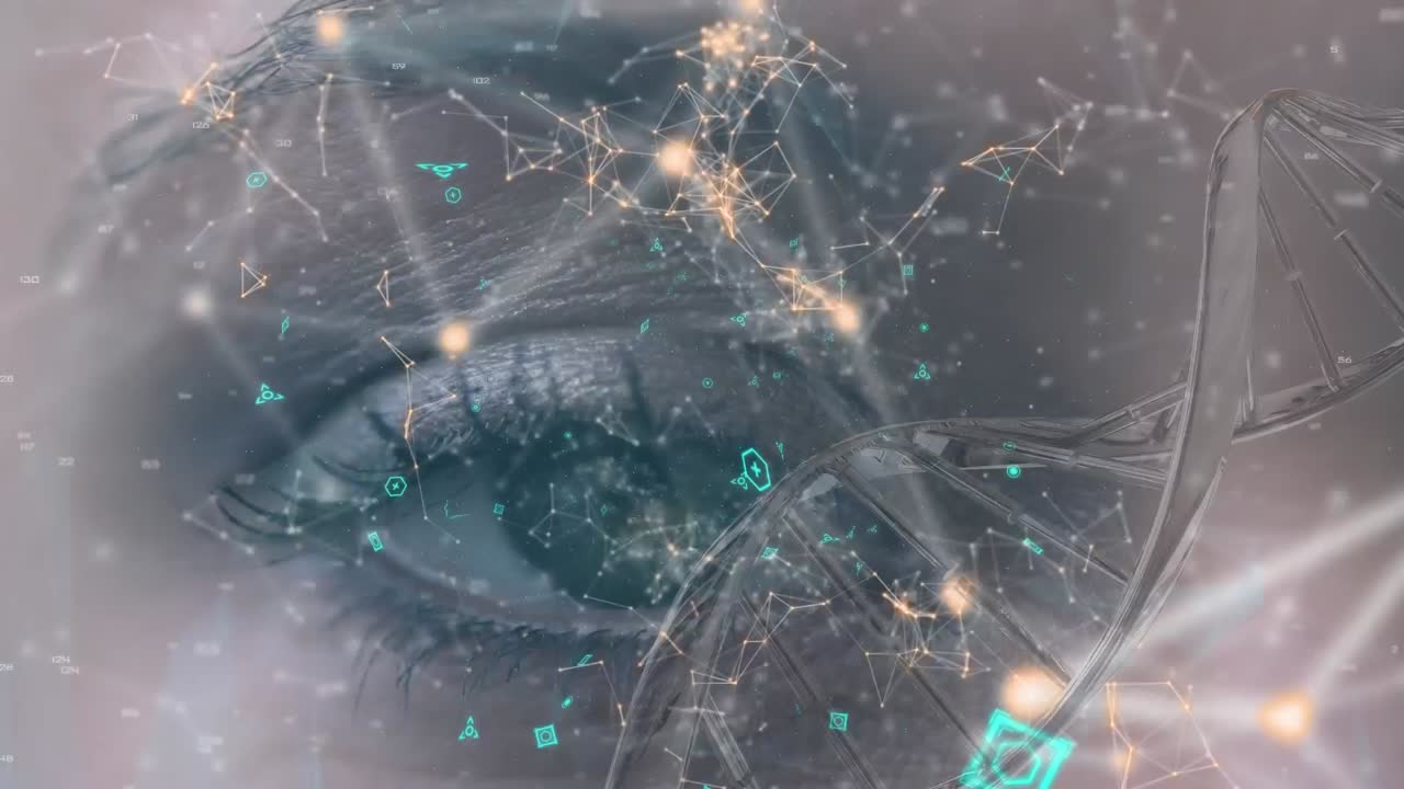 Eye and DNA double helix and asymmetrical lines