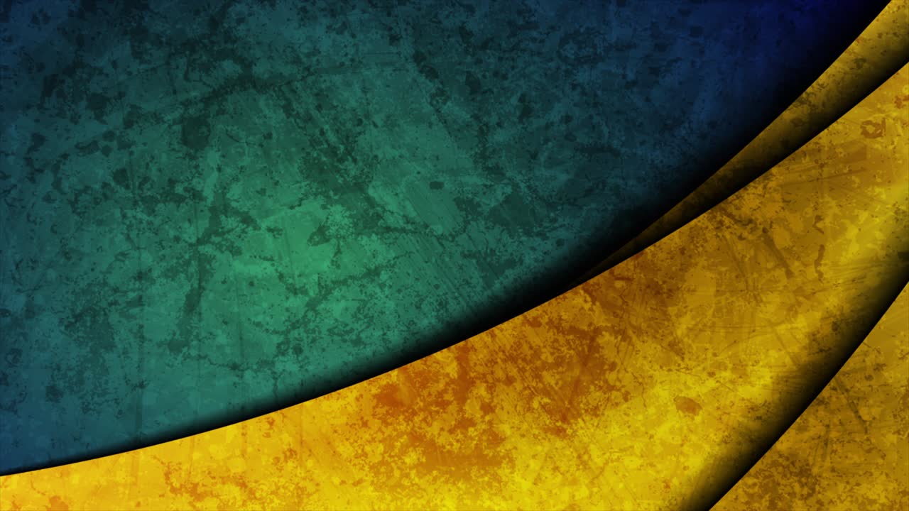 Sfondo animato con muro grunge verde scuro e onde dorate lucide