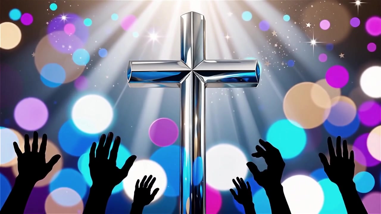 Christian Cross Heavenly Light Worship Background