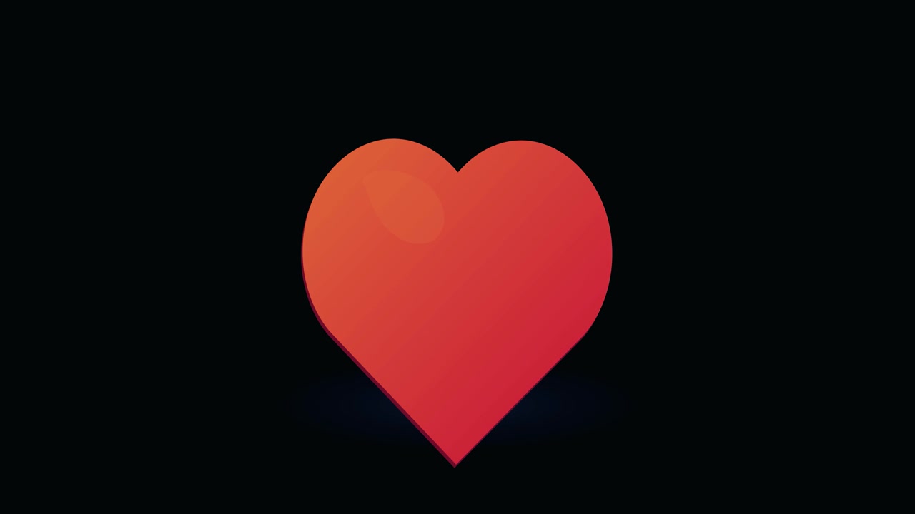 Cuore rosso animato pulsante su sfondo nero