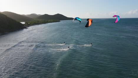 kiteboarding at a tropical beach
