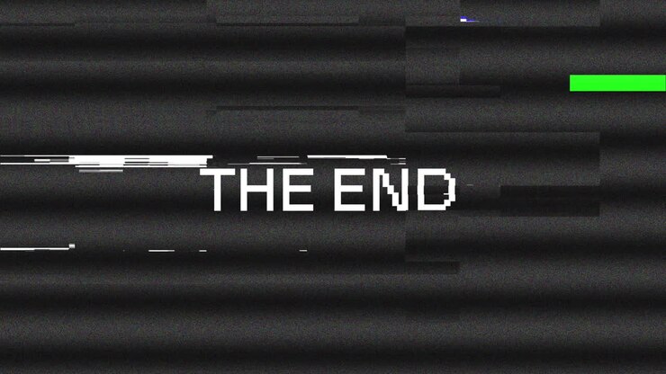 Digital Glitch Effect on 'The End' Pixelated Text