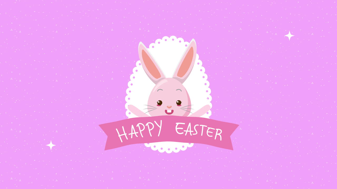 buona pasqua carta animata con coniglio e nastro