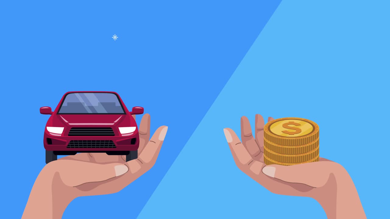 insurance service animation with hands and car