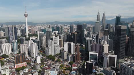 aerial cityscape drone shot of kuala lumpur in malaysia