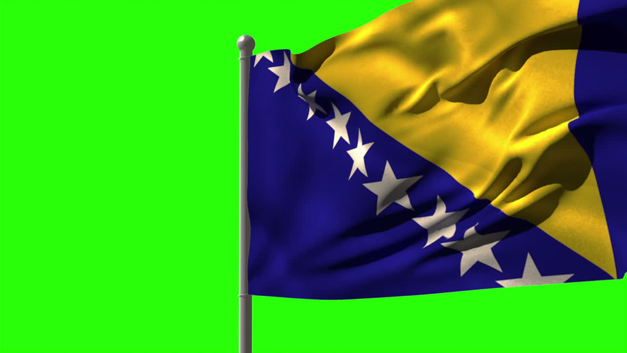 bandera nacional de bosnia ondeando en el mástil de la bandera