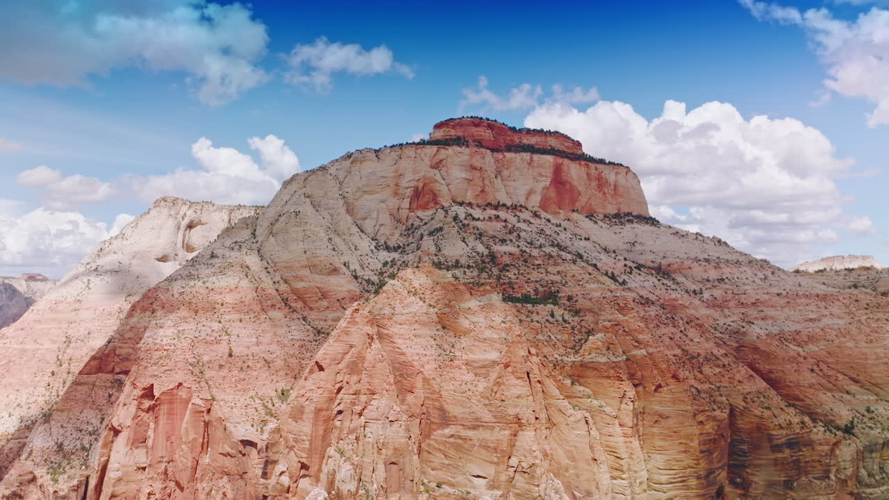 Looking at the top of a wonderful rock one of the canyons. Beautiful sunny footage of Utah National park, low angle view.