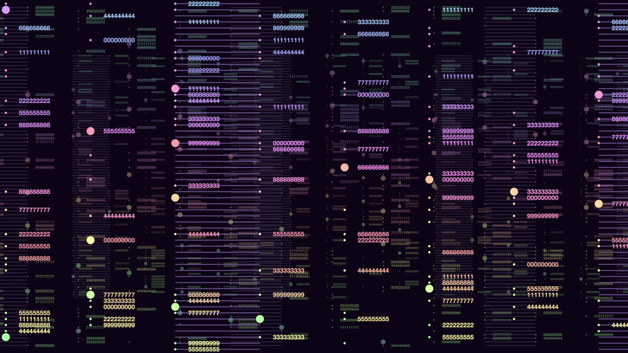 Random numbers pattern in rows on dark space