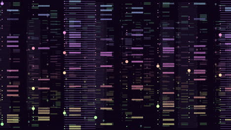 Random numbers pattern in rows on dark space