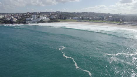 aerial view of bondi beach and blue sea during summer in syney, nsw, australia