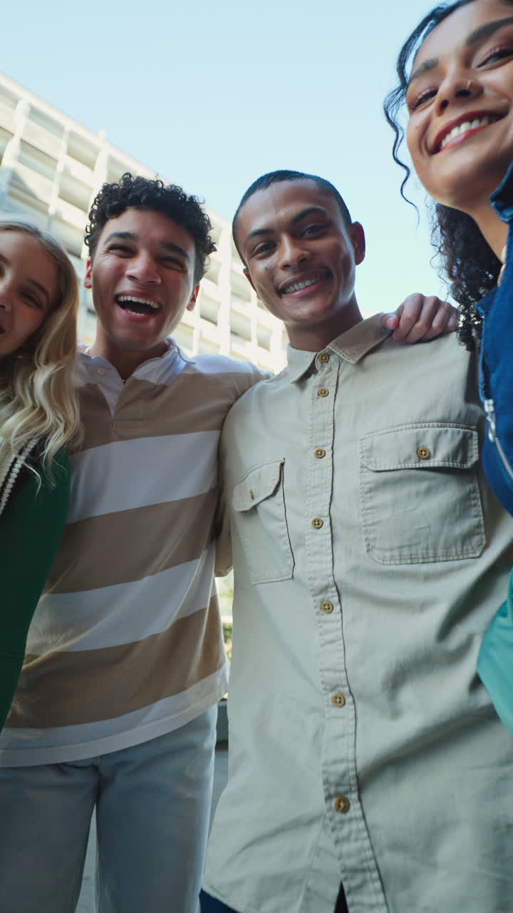 Group of Friends Posing for Photo in Urban Setting