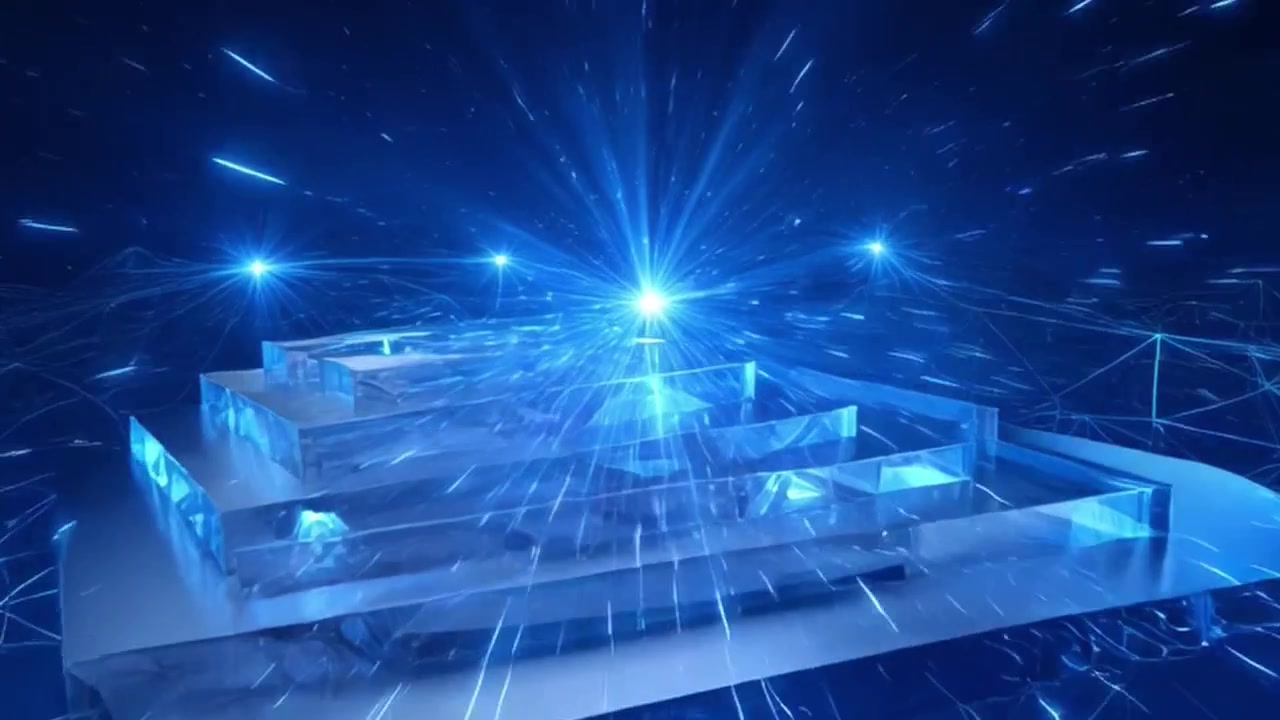 Abstract Digital Pyramid with Glowing Network Connections