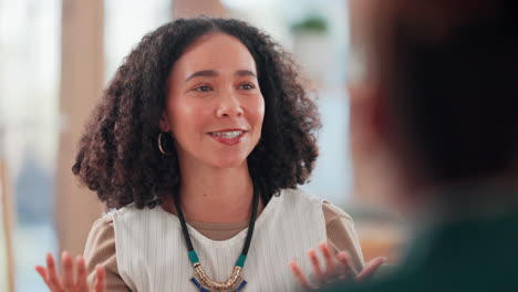 woman in conversation