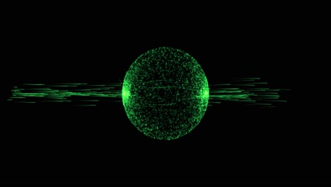 abstract green ball of electric light energy particles