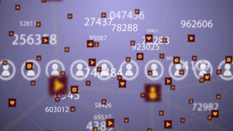 animation of globe of network of connections with icons and numbers