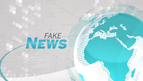 animation of fake news text over rotating globe against abstract background