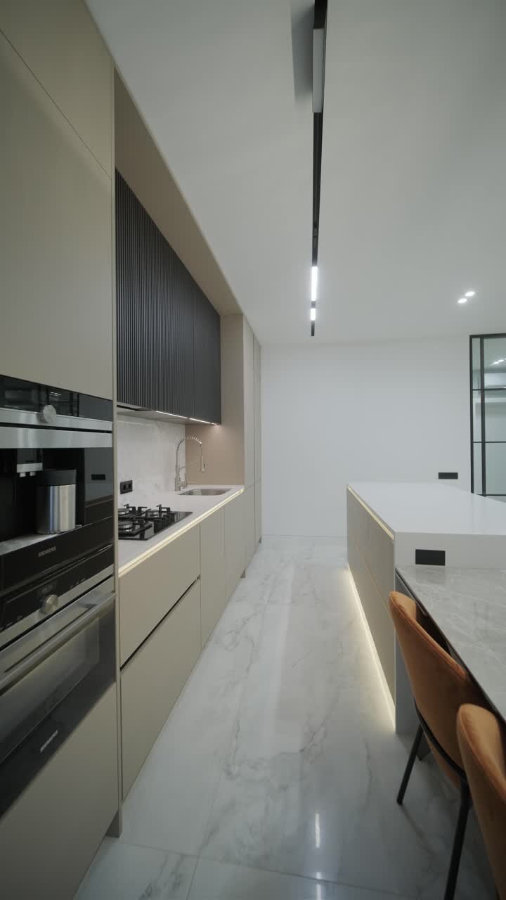 Modern Kitchen Interior with Integrated Living Space