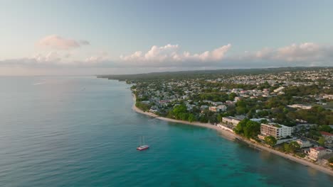 establishing shot of beautiful prospect beach, barbados. cinematic
