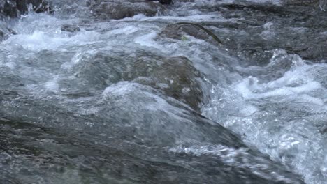 rapid water hitting rocks in fast moving river