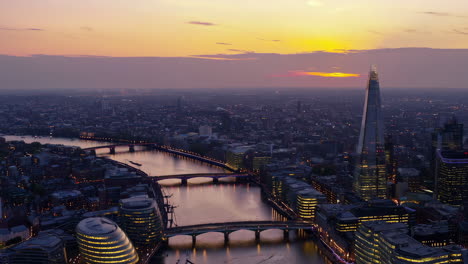 london city skyline at sunset