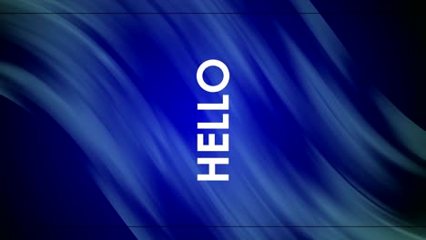 animación de información de saludo escrita en letras blancas sobre un fondo azul y chite