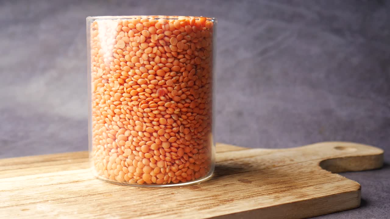 Red Lentils in a Glass Jar