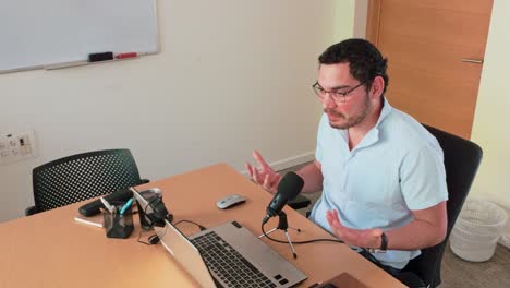 person giving presentation or video call