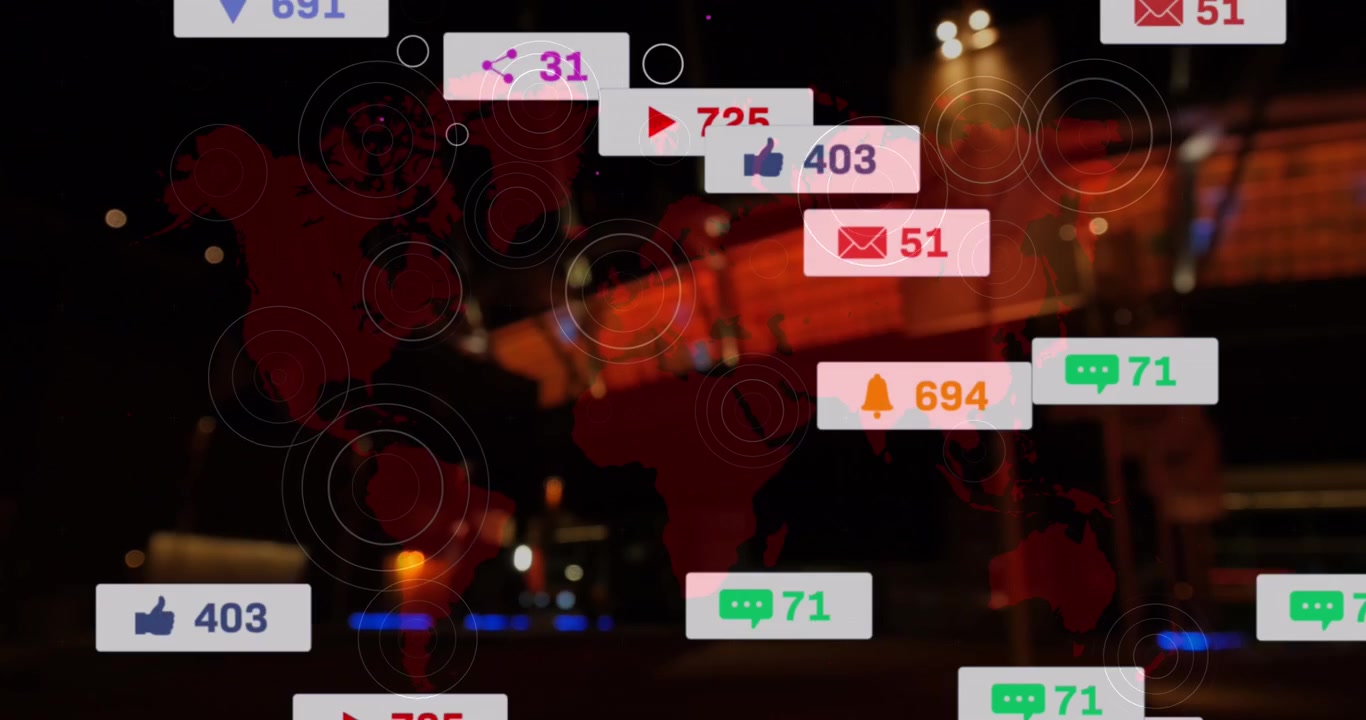 Animation of new years eve text over cityscape