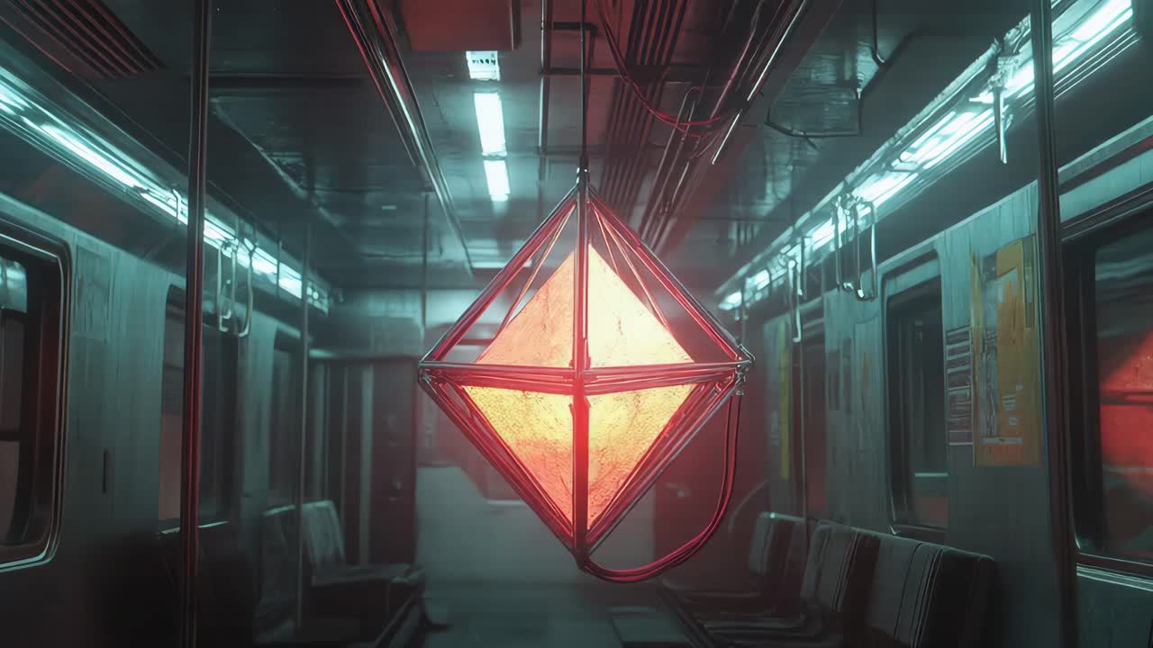 Futuristic Subway Interior with Geometric Light