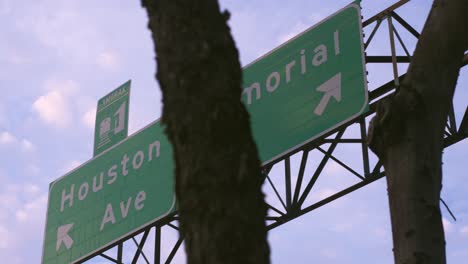urban low-angle footage of houston ave and memorial dr in houston