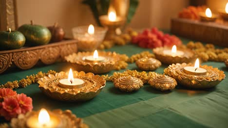 velas e decorações de diwali