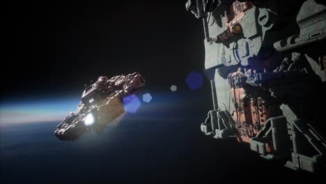 volando una estación espacial animada