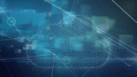 animación de la red de conexiones a través de la nube digital en fondo azul.