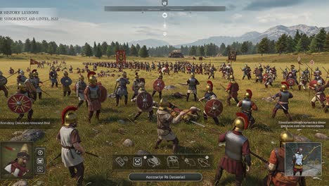 epic clash of armies: a historical battle unfolds in sweeping fields, featuring strategically positioned soldiers, weaponry, and intense combat dynamics