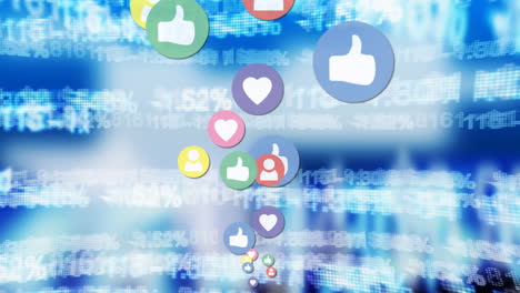 iconos de las redes sociales y valores económicos