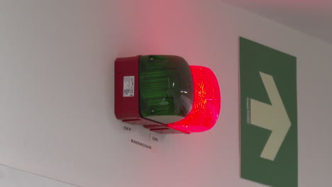 radiation warning light with emergency exit sign