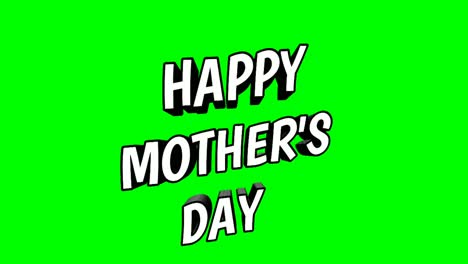 Animation-Happy-Mother's-Day-Text-Cartoon-on-green-screen-background-for-parents-holidays-concept