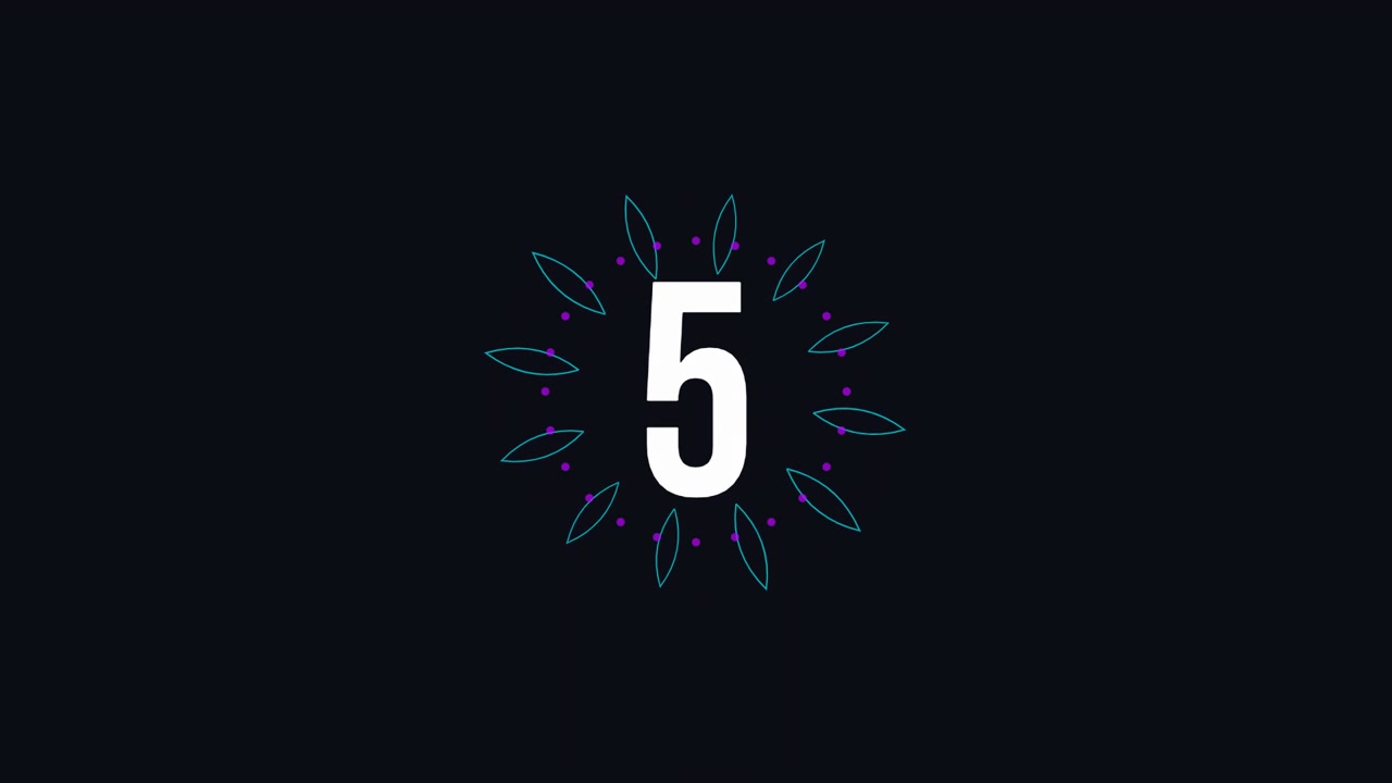 Digital Countdown Timer with Abstract Floral Graphic Animation