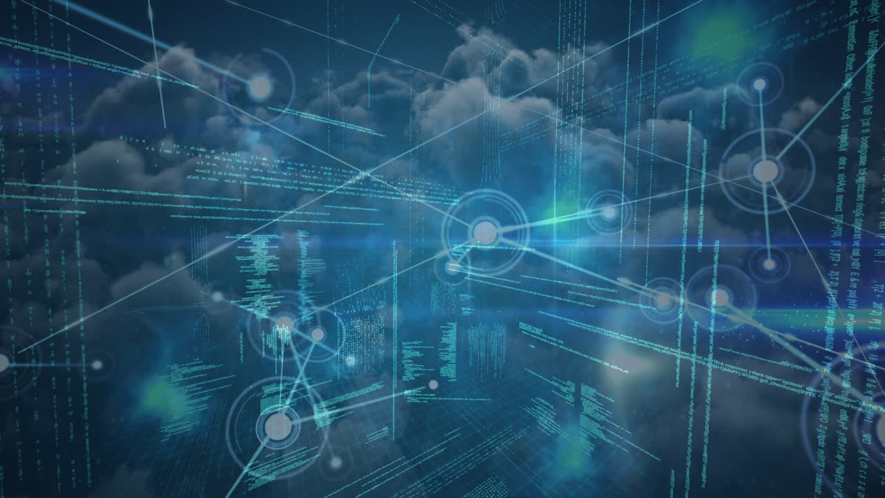 Science Composition Coded text in the background combined with an animation of abstrac