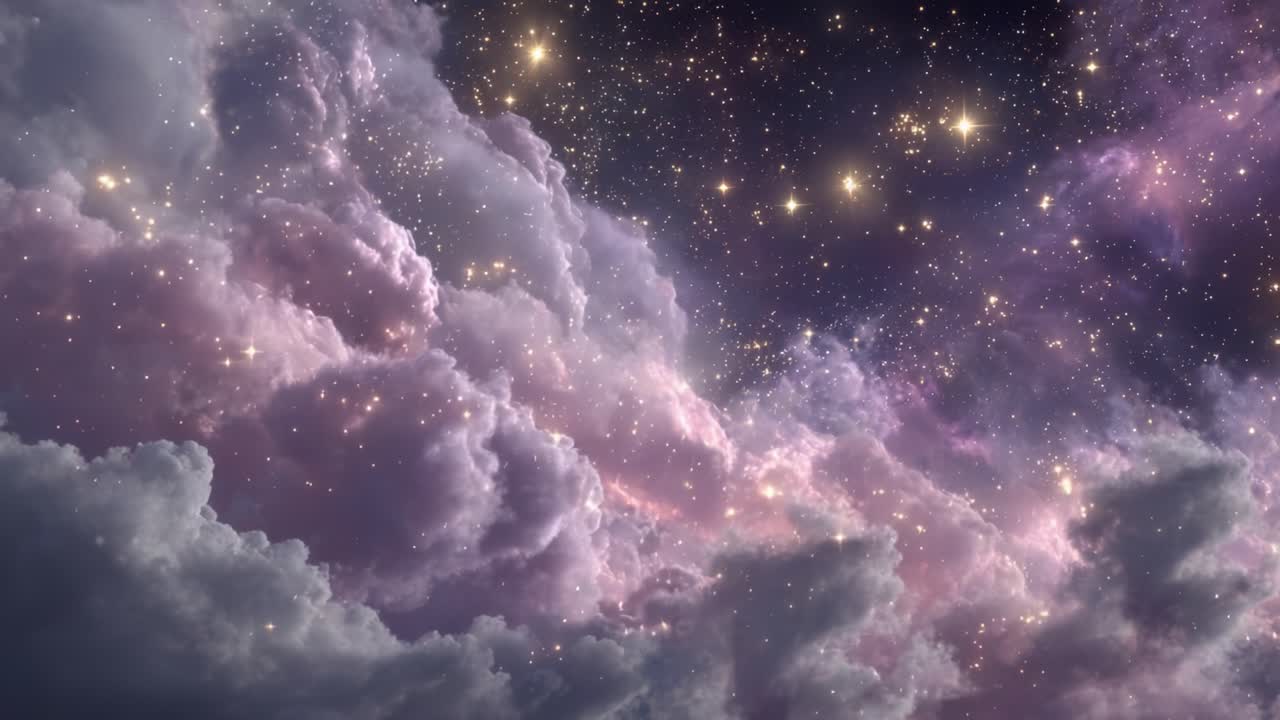 A Stunning Cosmic Display of Vibrant Clouds and Twinkling Stars in the Depths of Space, Capturing the Ethereal Beauty of the Universe